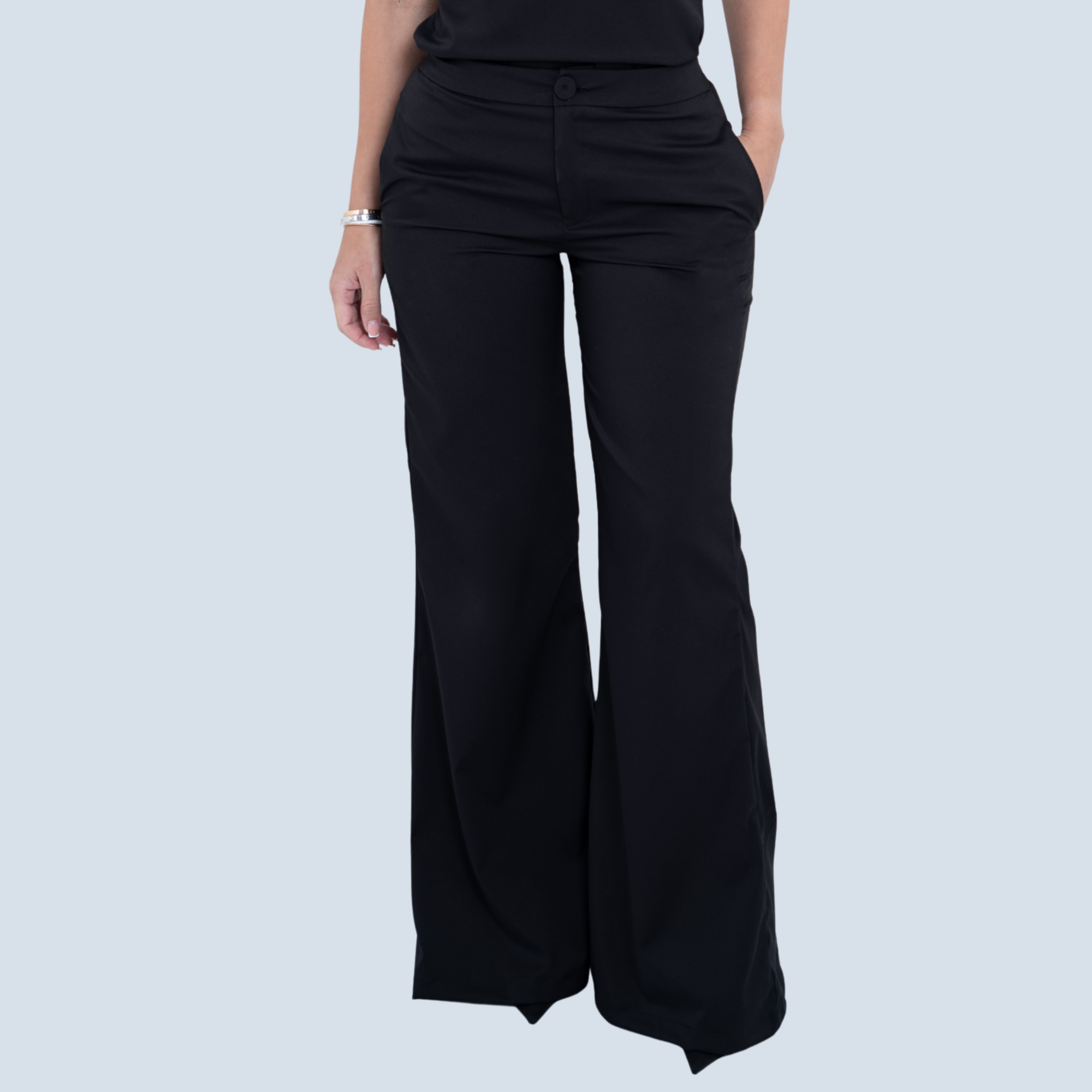 Bell-bottom Elastic Waistband Scrub Pant