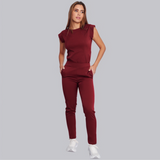 Women's Crew Neck Shoulder Sleeve Scrub Top