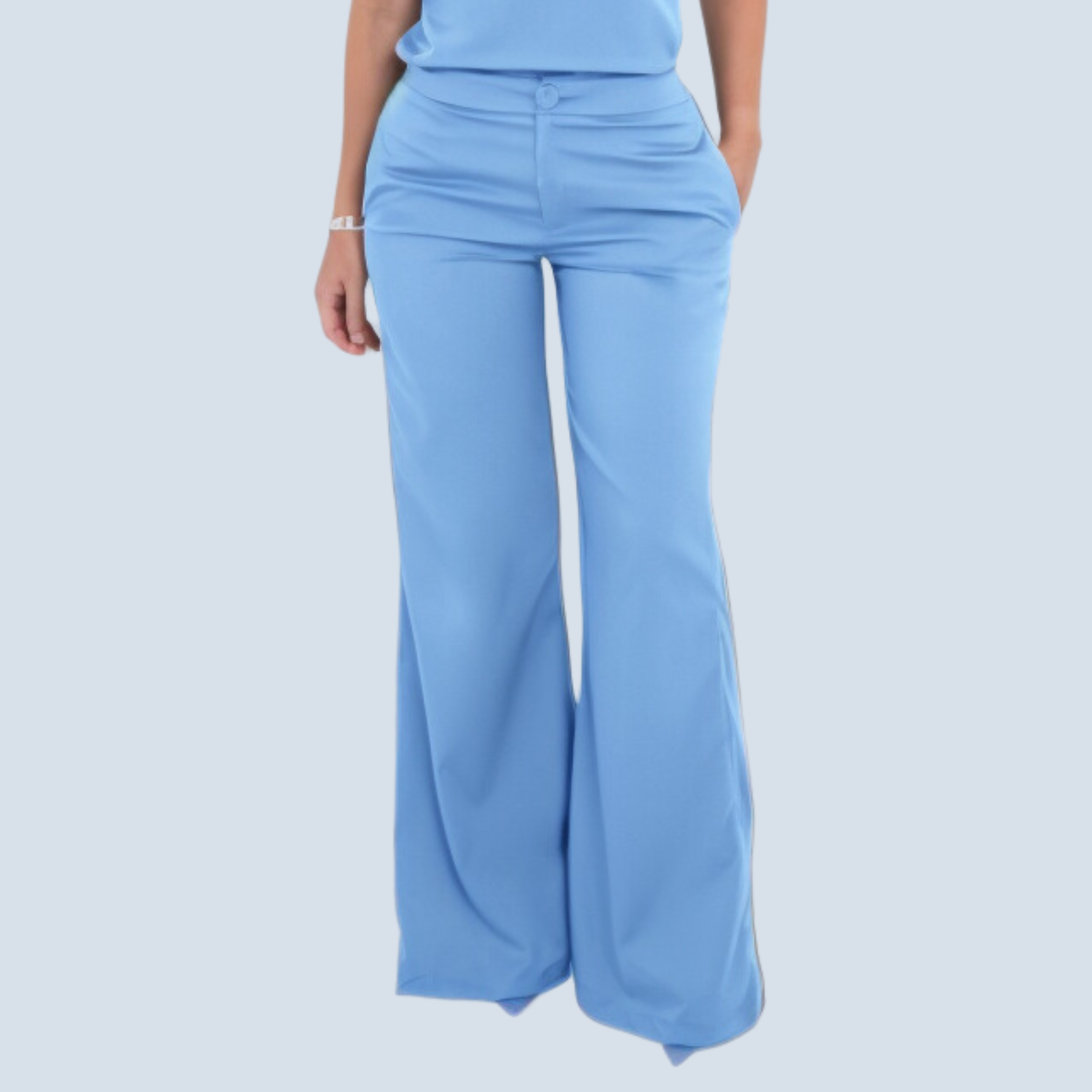 Bell-bottom Elastic Waistband Scrub Pant