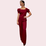 Women's Modern Design Puffed Sleeves Scrub Top