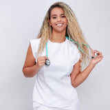 Women's Crew Neck Shoulder Sleeve Scrub Top