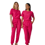Women's Zipper Decorative Pocket Elastic Waist Scrub Pants