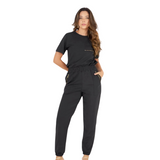 Women's Zipper Decorative Pocket Elastic Waist Scrub Pants