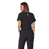 Women's Crew Neck Chest Zipper Pocket Scrub Top
