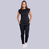Women's Crew Neck Shoulder Sleeve Scrub Top