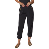Women's Zipper Decorative Pocket Elastic Waist Scrub Pants