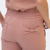 Women's Slim Fit Straight Leg Bow Pockets Scrub Pant