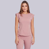 Women's Crew Neck Shoulder Sleeve Scrub Top