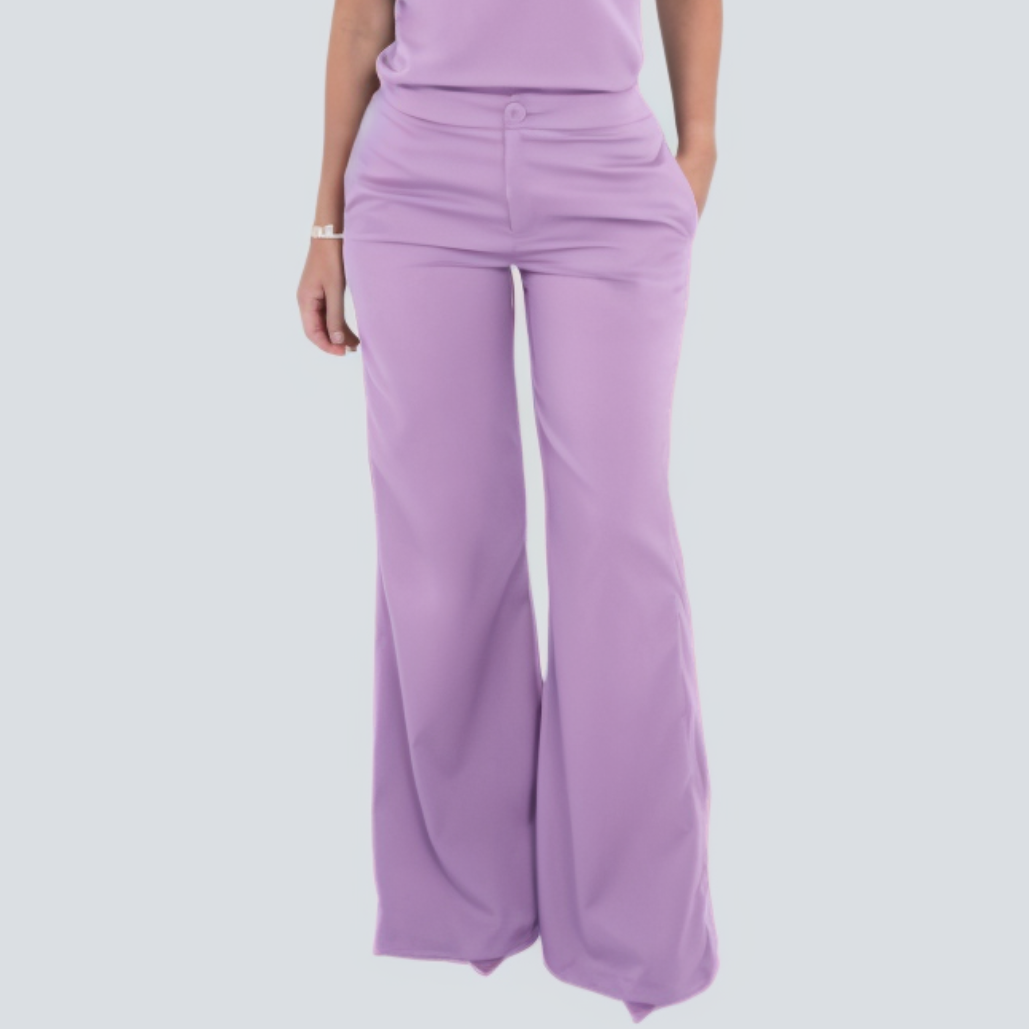 Bell-bottom Elastic Waistband Scrub Pant