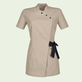 Women's Stand-up Collar Scrub Top with Decorative Bow