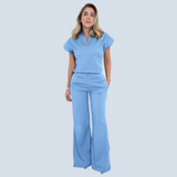 Bell-bottom Elastic Waistband Scrub Pant