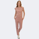 Women's Crew Neck Shoulder Sleeve Scrub Top