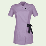 Women's Stand-up Collar Scrub Top with Decorative Bow