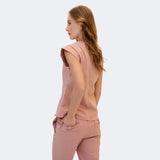 Women's Crew Neck Shoulder Sleeve Scrub Top