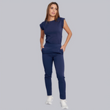 Women's Crew Neck Shoulder Sleeve Scrub Top