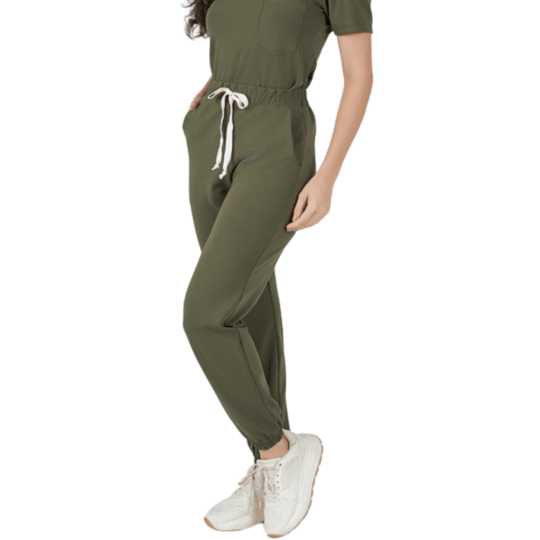 Women's Four Pockets Elastic Waistband Scrub Pant