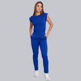 Women's Crew Neck Shoulder Sleeve Scrub Top