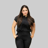 Women's Simple Mandarin Collar Scrub Top