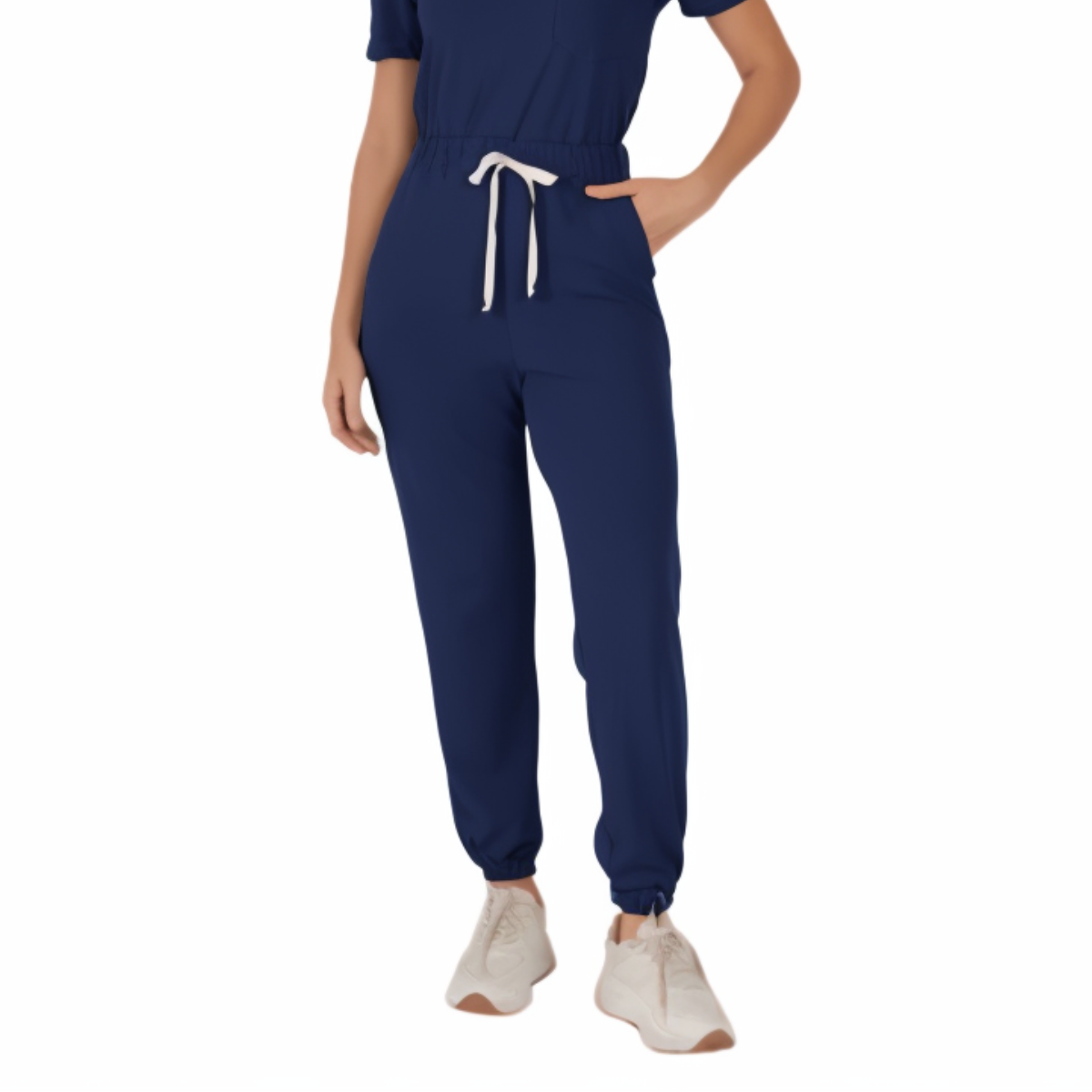 Women's Four Pockets Elastic Waistband Scrub Pant