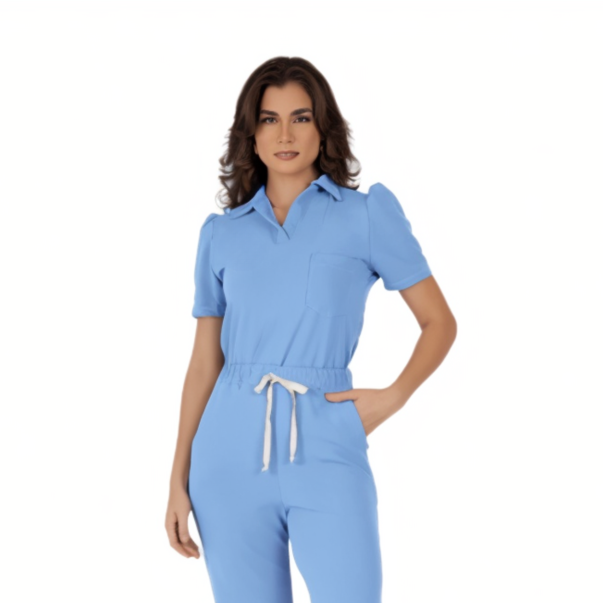 Women's Chest Pocket Collared Scrub Top