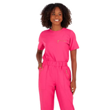 Women's Crew Neck Chest Zipper Pocket Scrub Top