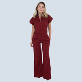 Bell-bottom Elastic Waistband Scrub Pant