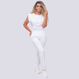 Women's Crew Neck Shoulder Sleeve Scrub Top