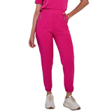 Women's Zipper Decorative Pocket Elastic Waist Scrub Pants